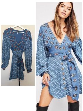 Free People Wonderland Mini Dress boho cottage core floral western